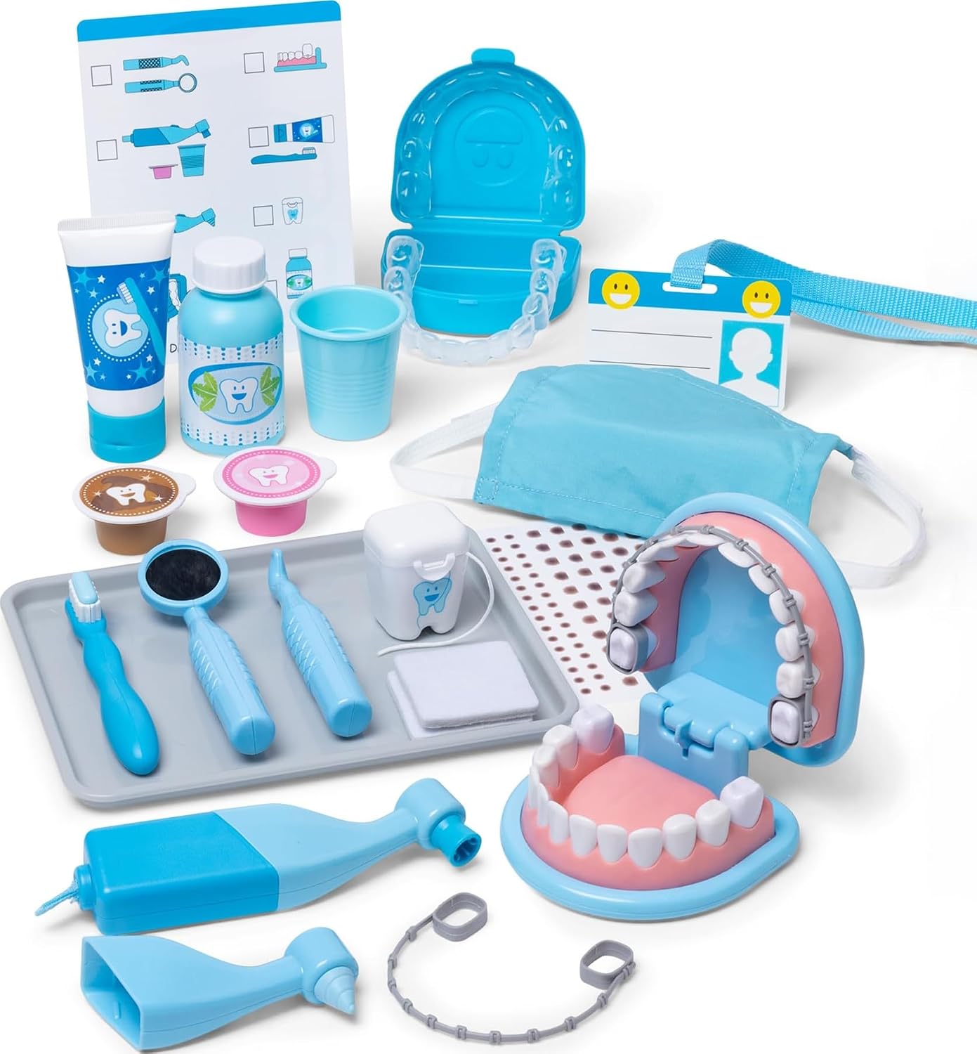 Detalle de Melissa & Doug 8611 Super Smile Dentist Play Set 歯科医ごっこセット、25ピース・着脱式の歯付き