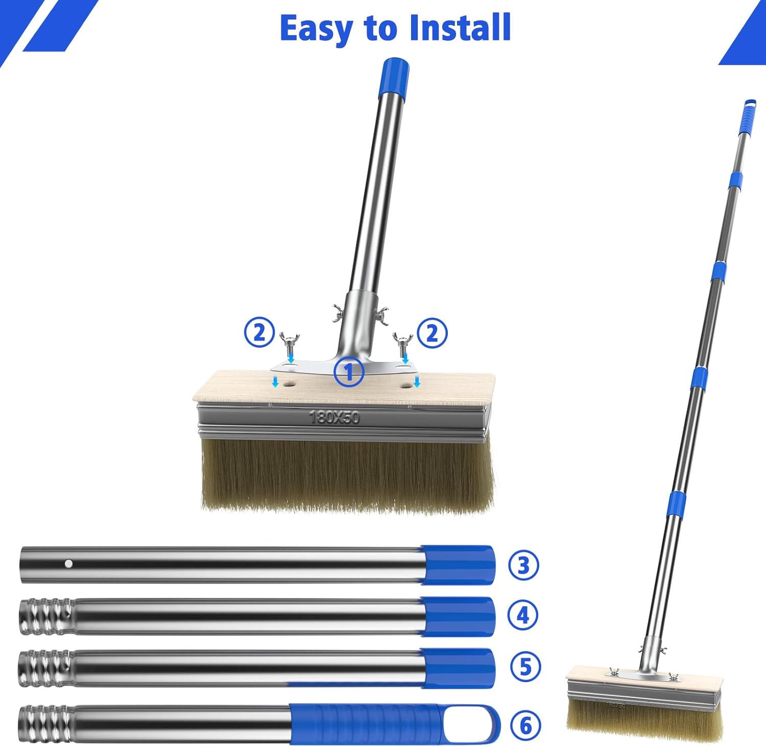 Thumbnail 1 de Deck paint brush with 55" retractable handle and 2 x 7.1" heads for decking stains, wood floors and fences