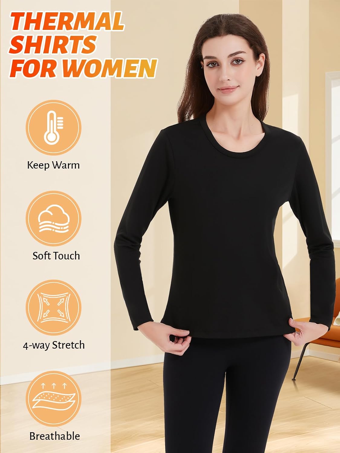 Thumbnail 3 de Soudittur Maglia Termica Donna a Manica Lunga in Pile Foderato – intimo termico traspirante a elasticità 4 direzioni