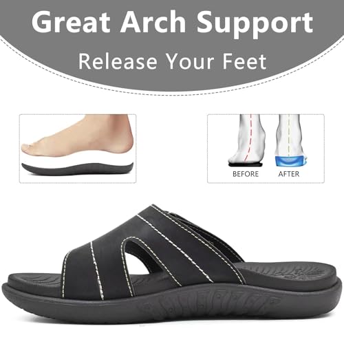 Detalle 2 de KuaiLu Womens Orthotic Slides: Slip-On Sandals with Arch Support for Everyday Comfort