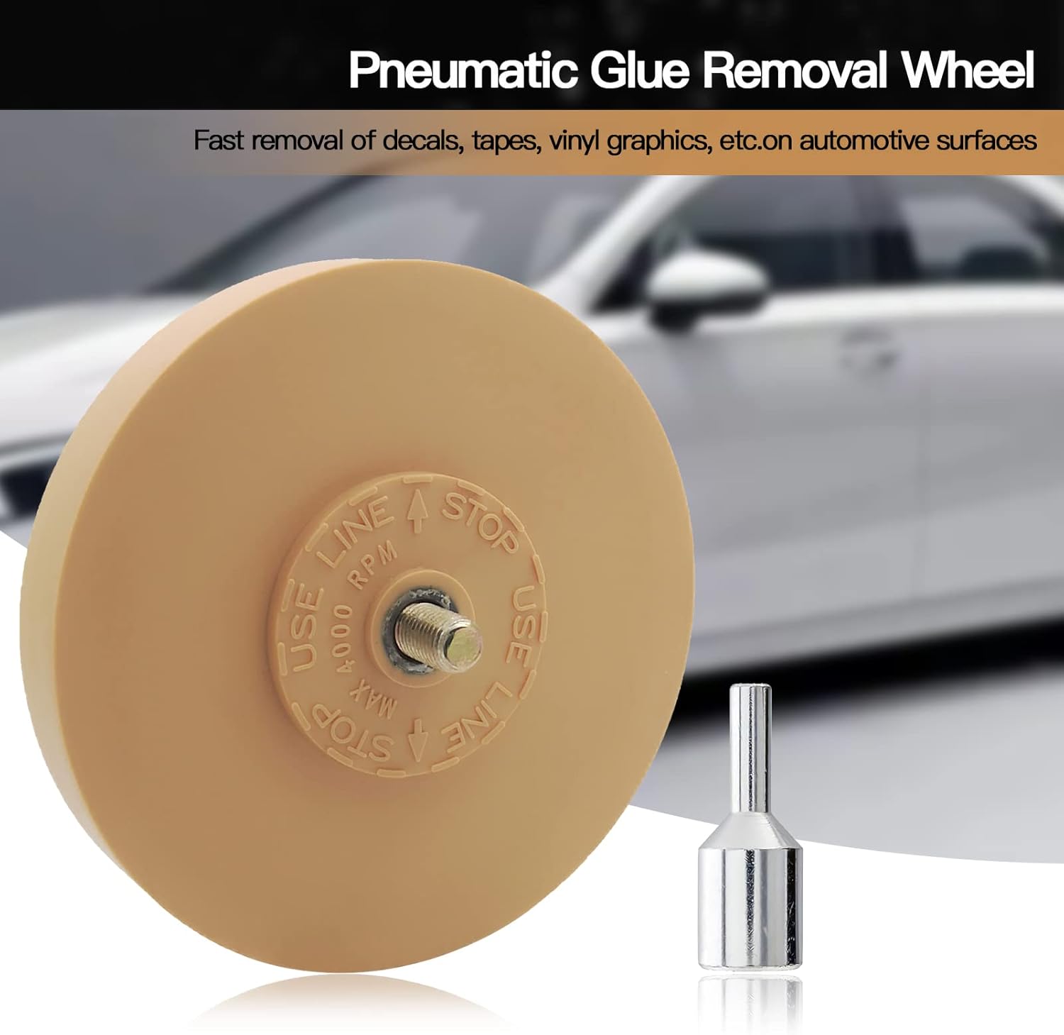 Detalle de Tucana Rubber Eraser Wheel — 4-inch Decal and Adhesive Removal Tool (Pair) with Drill Adapter