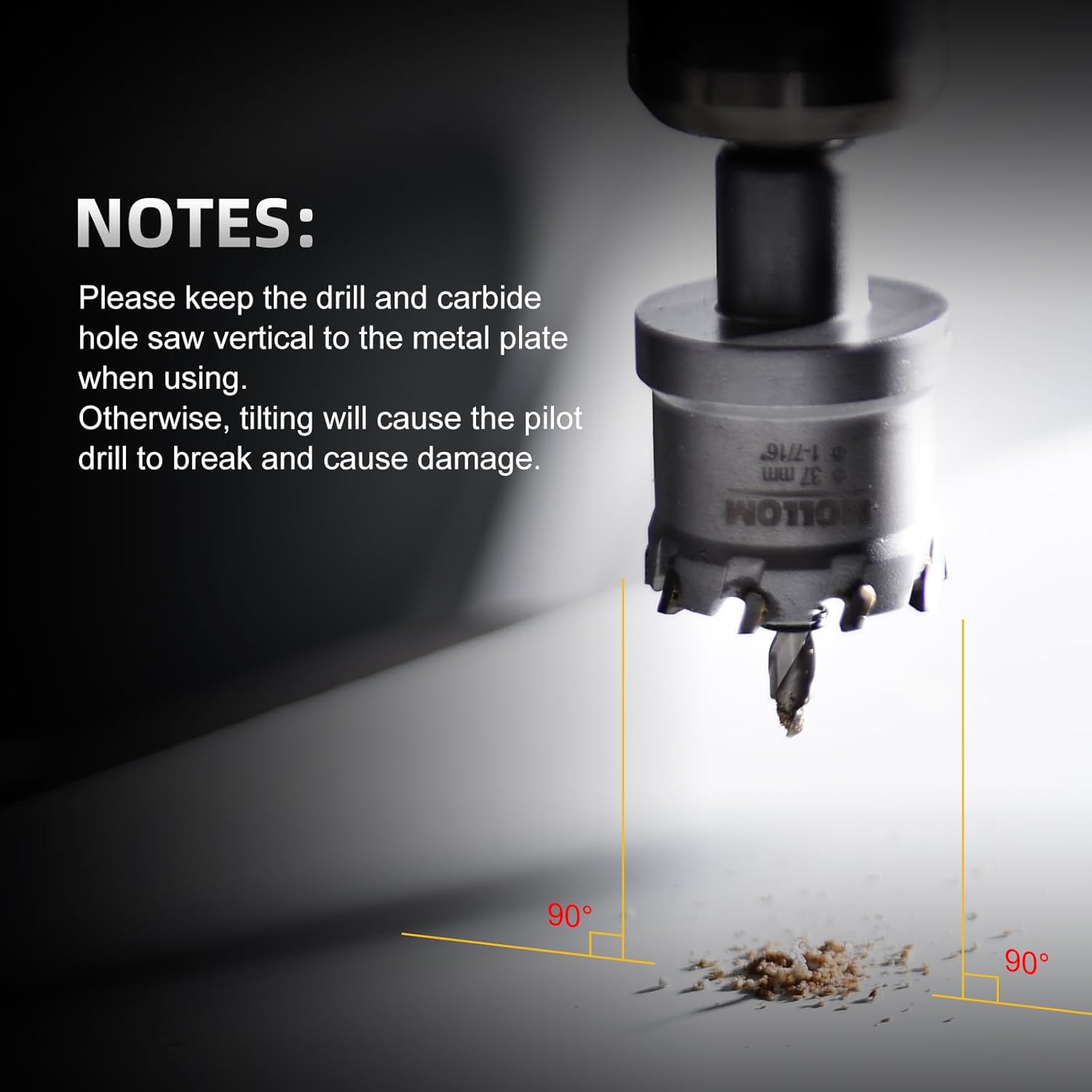 Thumbnail 3 de Mollom 4-23/32" (120mm) Heavy Duty Carbide Hole Saw with 2 Pilot Bits