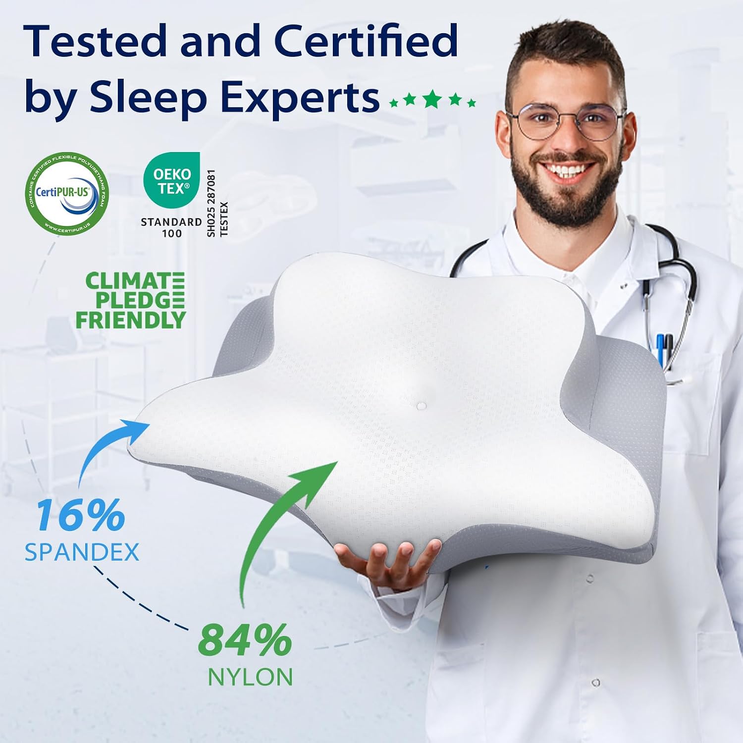 Thumbnail 6 de HOMCA PL12 Cervical Pillow with Memory Foam and Breathable Pillowcase