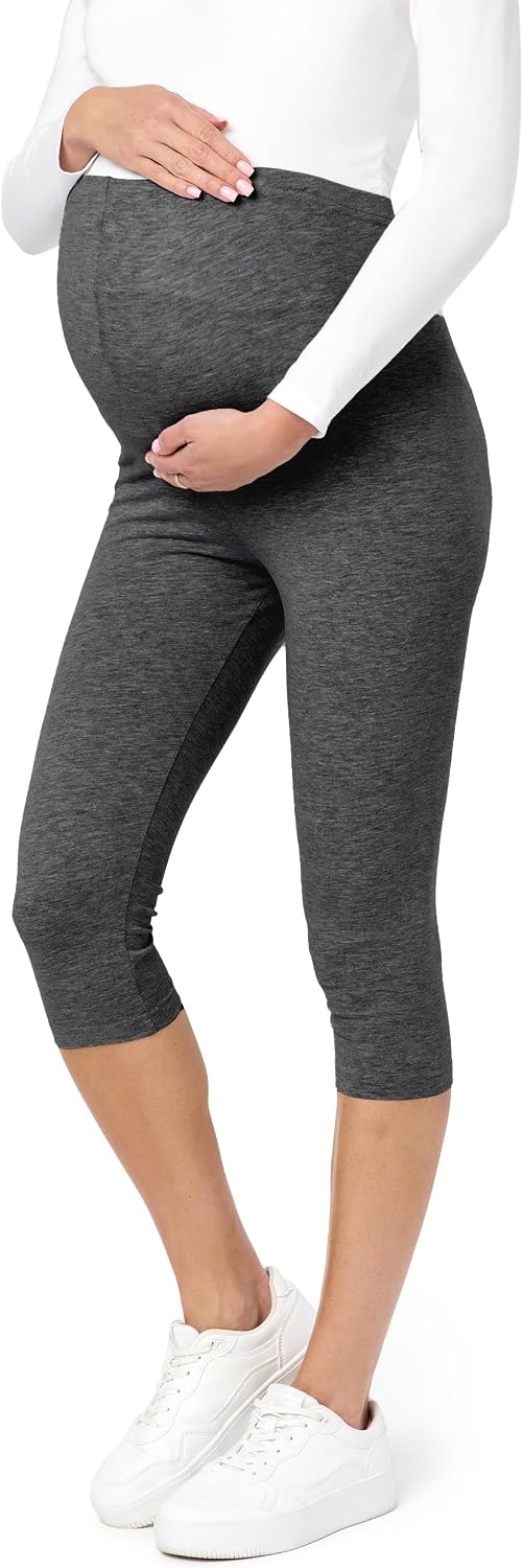 Detalle de Be Mammy Leggings de maternité en coton 3/4 confortables et opaques