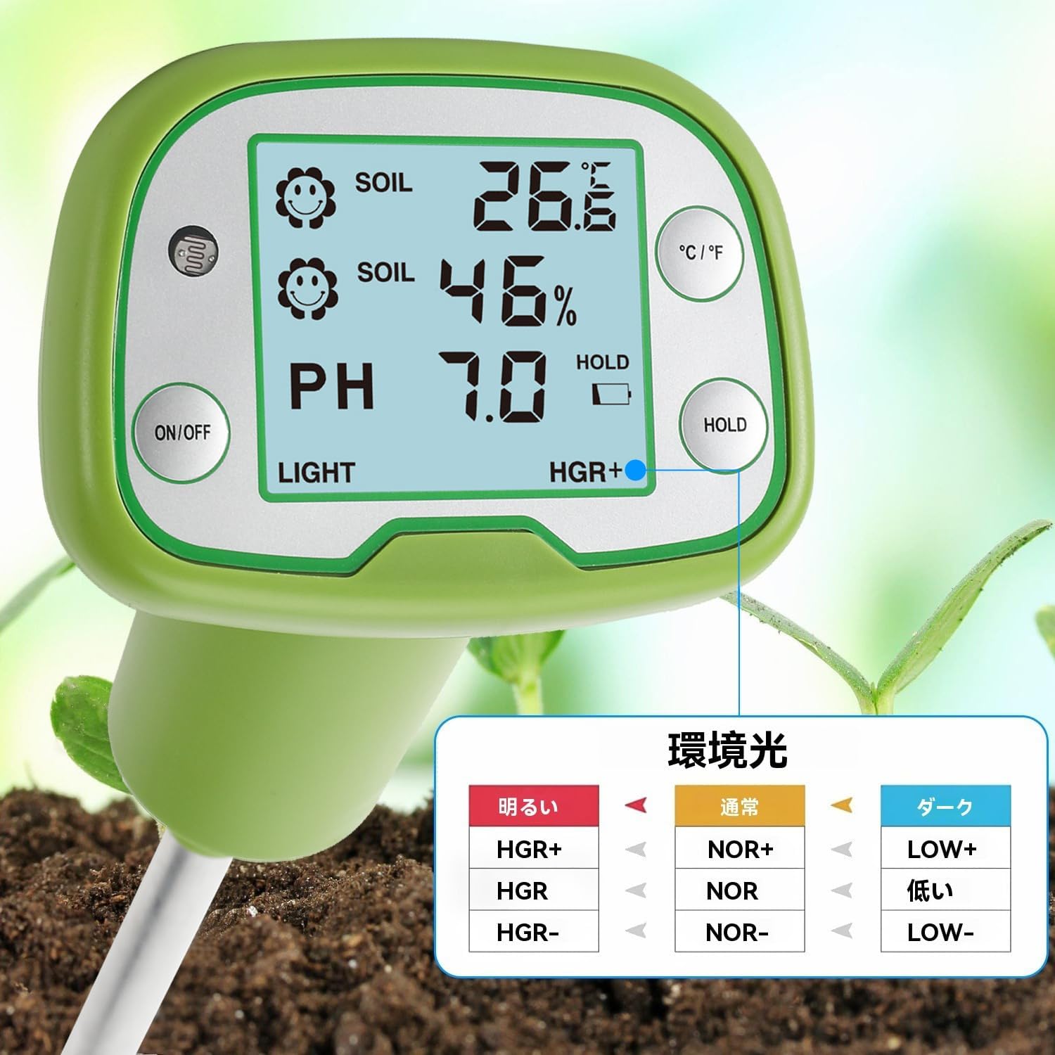 Thumbnail 1 de 4-in-1 Soil Tester with Backlight LCD