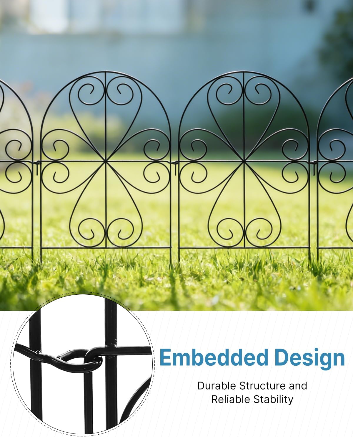 Thumbnail 4 de ARIFARO Metal Garden Fence Panels (59cm H x 32cm W), 25 Pack, Black – no-dig, rust-resistant outdoor barrier