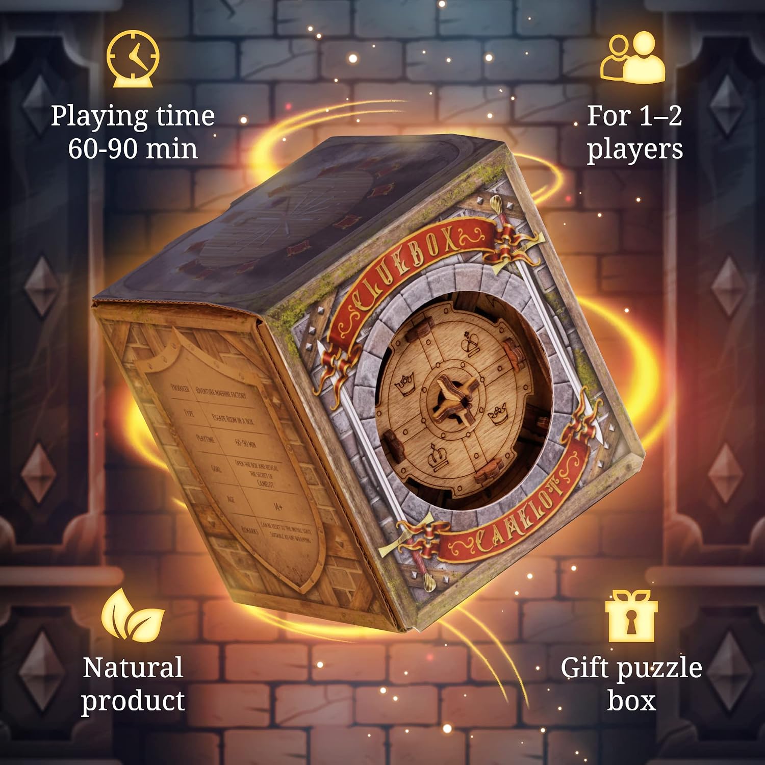 Detalle de iDventure Cluebox: The Trial of Camelot – A 3D wooden puzzle box for 1–2 players