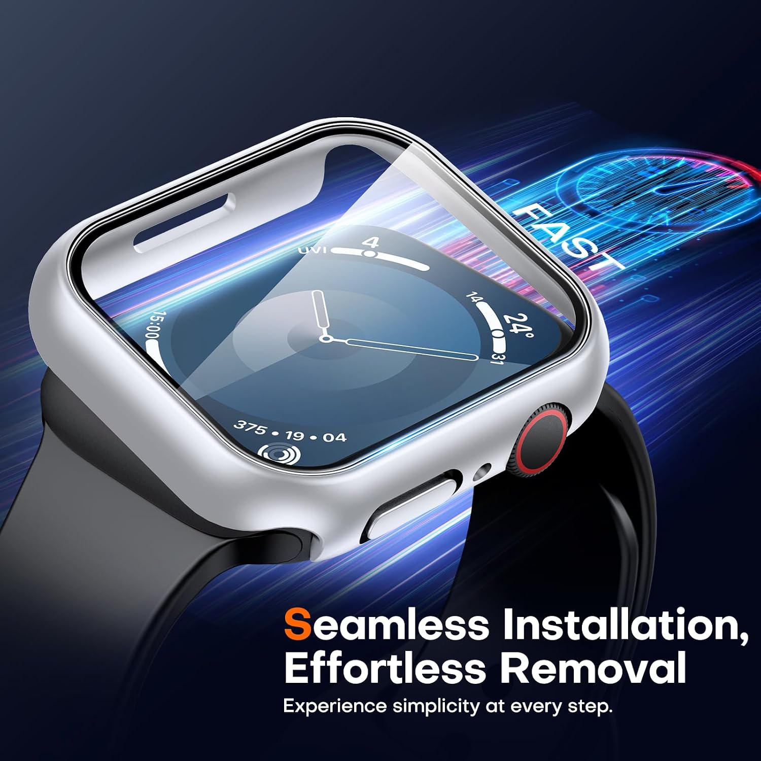 Thumbnail 5 de TAURI 2 Pack Hard Case for Apple Watch 45mm Series 9/8/7 with 9H Tempered Glass Screen Protector