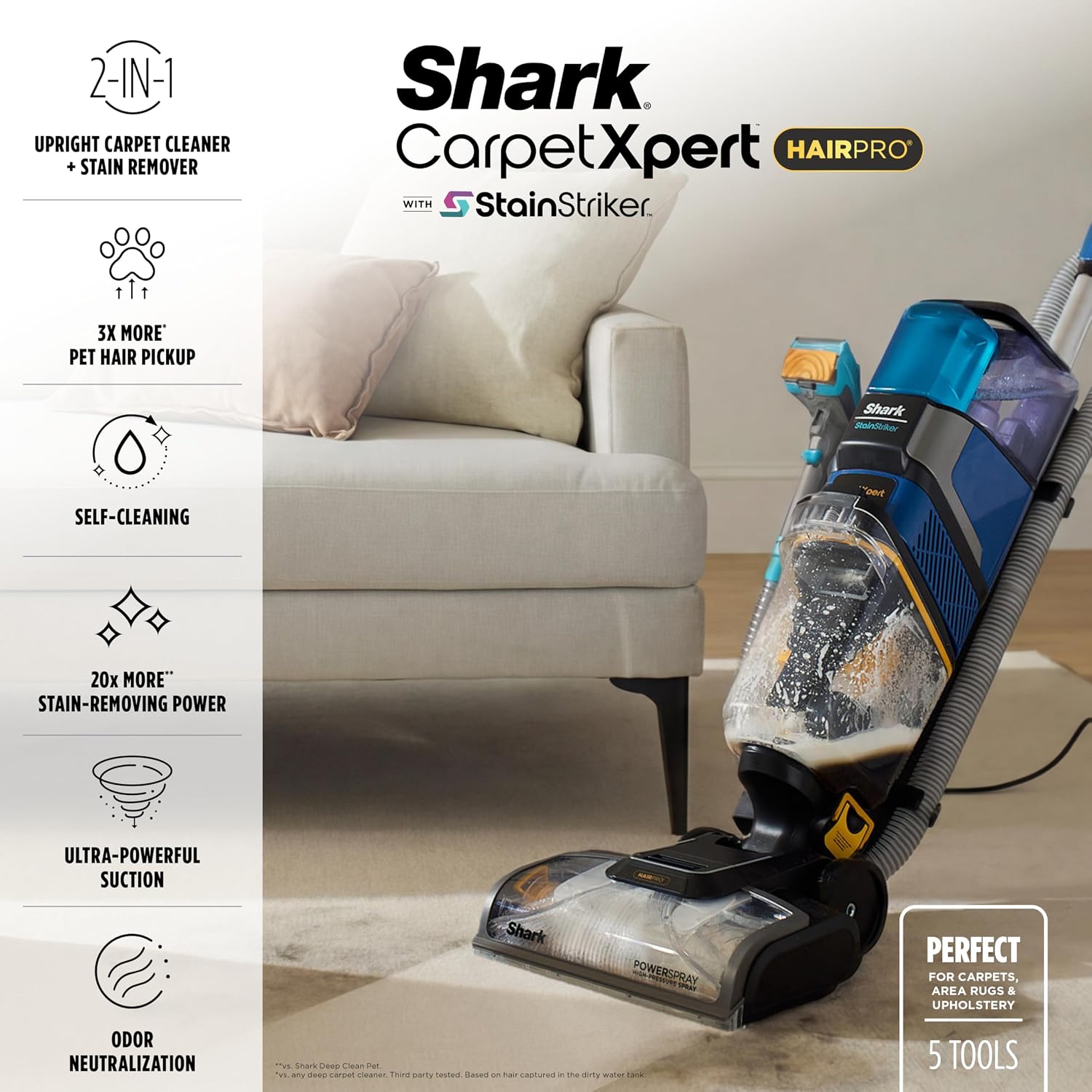 Detalle 2 de Shark EX304 CarpetXpert HairPro Carpet Cleaner with StainStriker and 5 Tools
