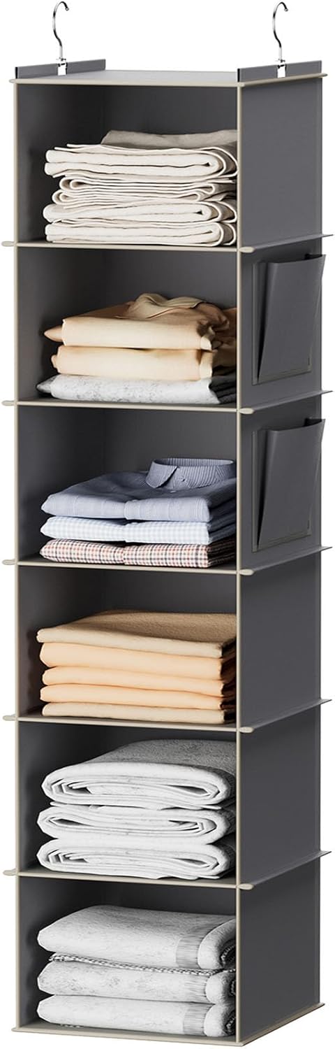 Detalle de YOUDENOVA organizer da appendere per armadio con 6 scomparti (6 mensole) e chiusura in velcro