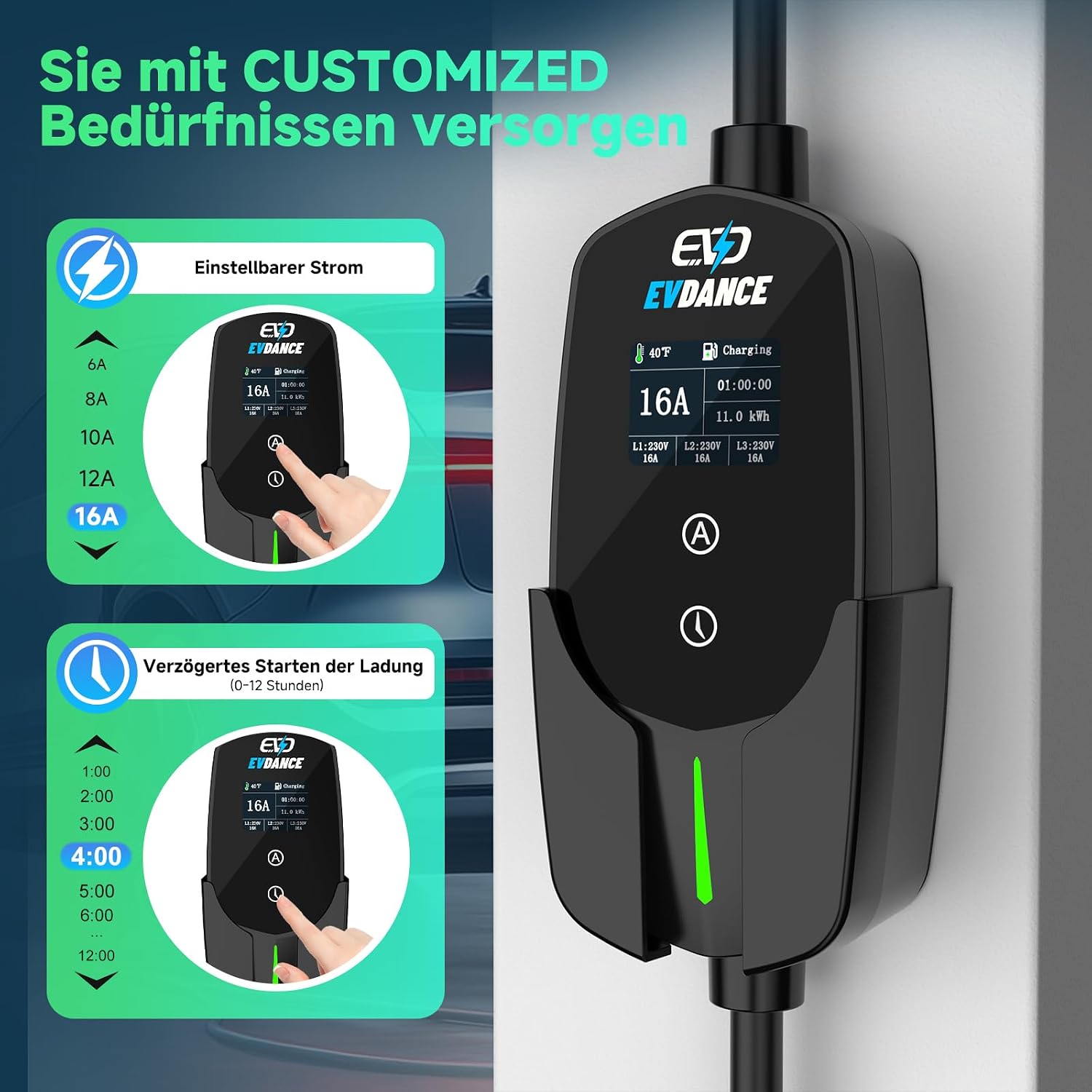 Detalle 2 de EVDANCE E-Auto Wallbox 11 kW Typ 2 16 A