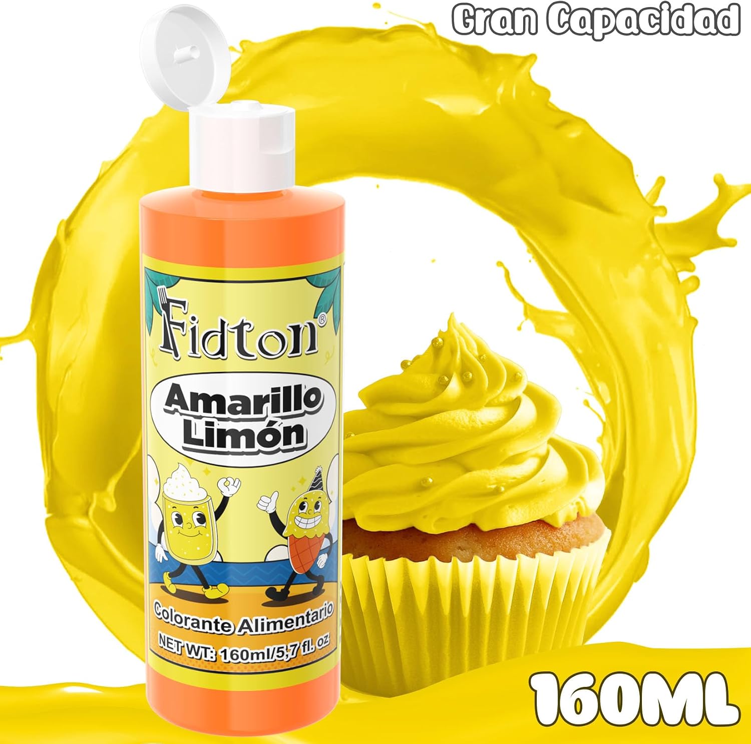 Detalle 2 de Colorante Alimentario Amarillo Limón 160ml - Gran Capacidad 🍋