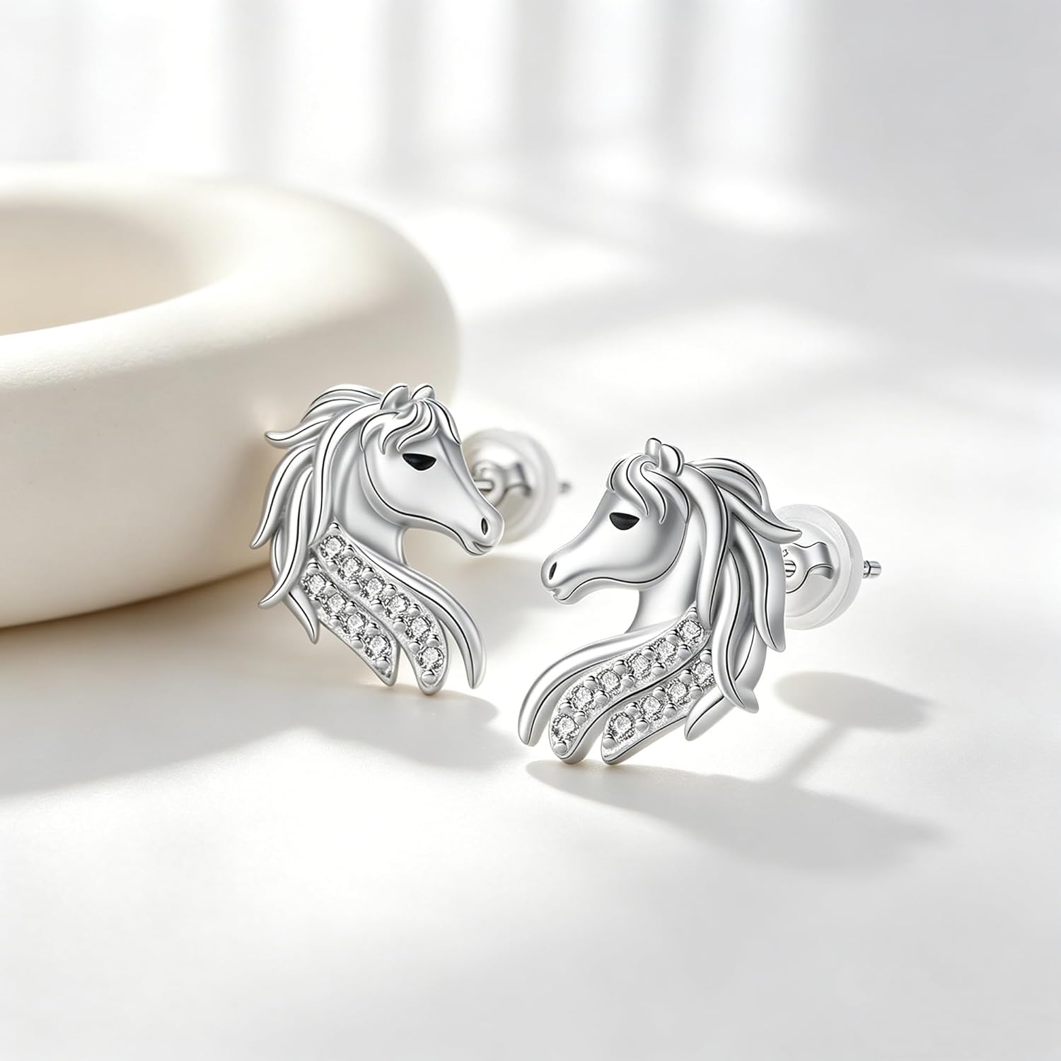 Thumbnail 2 de Hifeeled Boucles d'oreilles Femme Argent Sterling 925 – Cheval motif, hypoallergénique, cadeau élégant