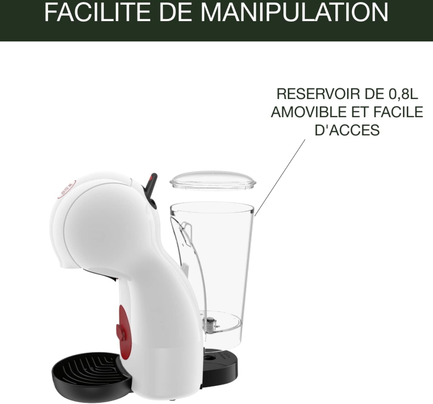 Detalle 2 de Nescafé Dolce Gusto Piccolo XS : Machine à café compacte 15 bars, Blanc/Rouge