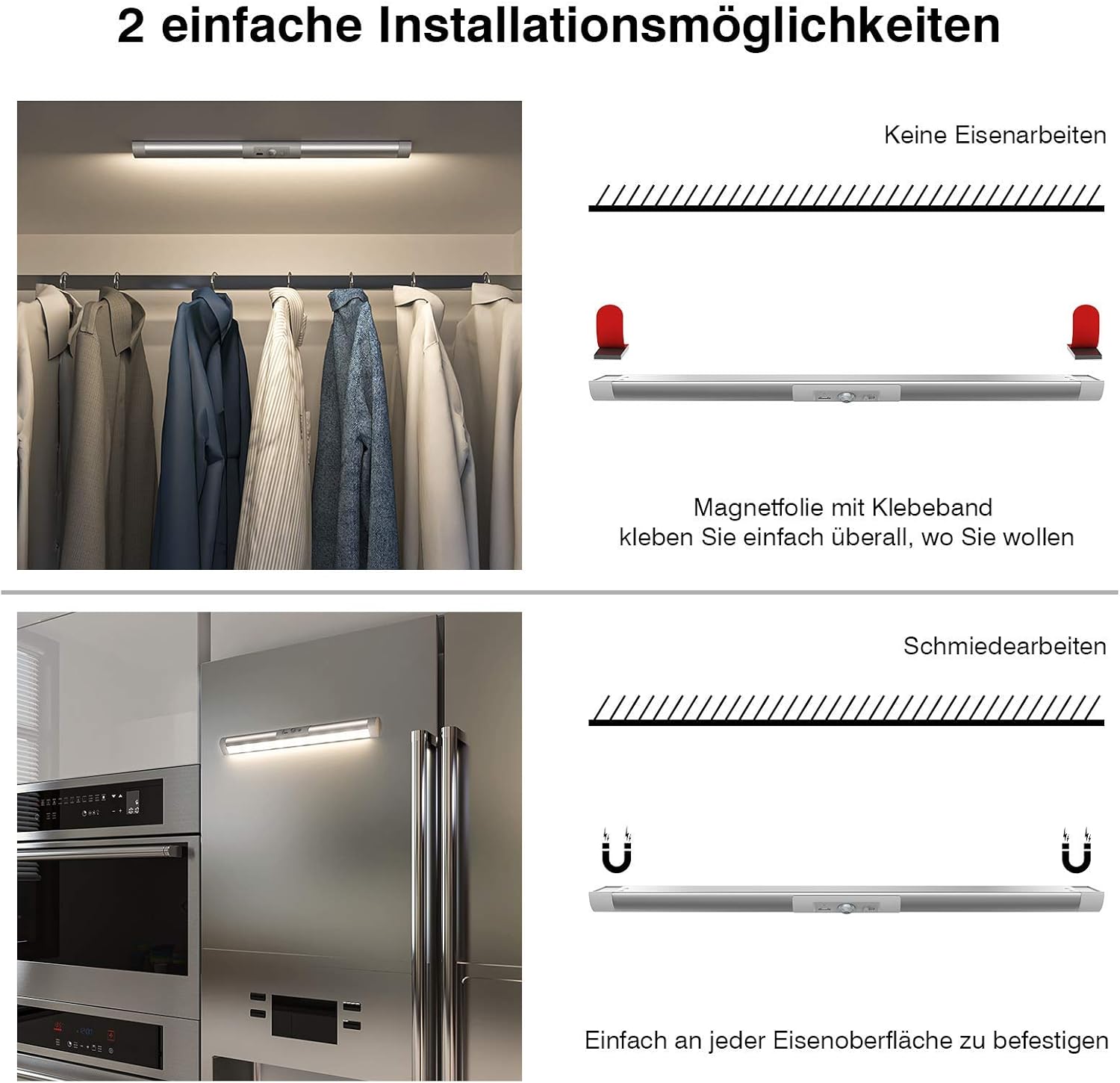 Thumbnail 4 de SIBI LIGHTING SIBI LED Licht mit Bewegungsmelder (USB, 4000 K) – 2er-Set für Schrank, Flur & Treppe