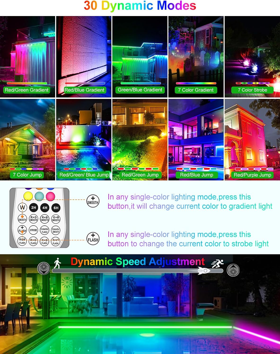 Detalle de CLY FLA025 – zestaw 2 naświetlaczy LED RGB 25 W, pilot, IP66