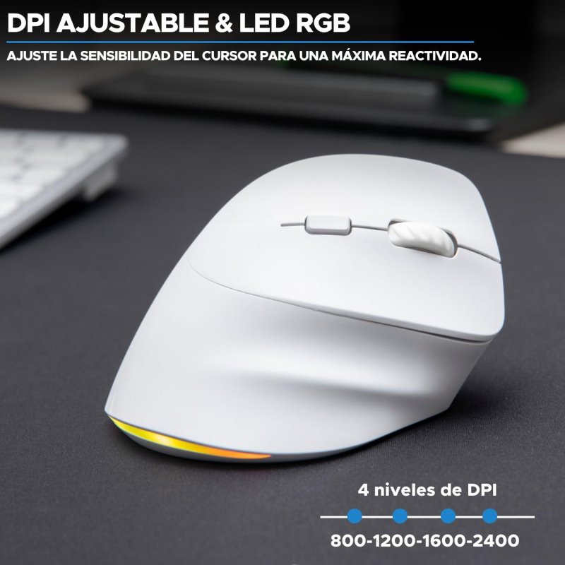 Thumbnail 2 de Bluestork Ergo Lumi: Ratón vertical inalámbrico ergonómico para mano derecha, 2400 DPI