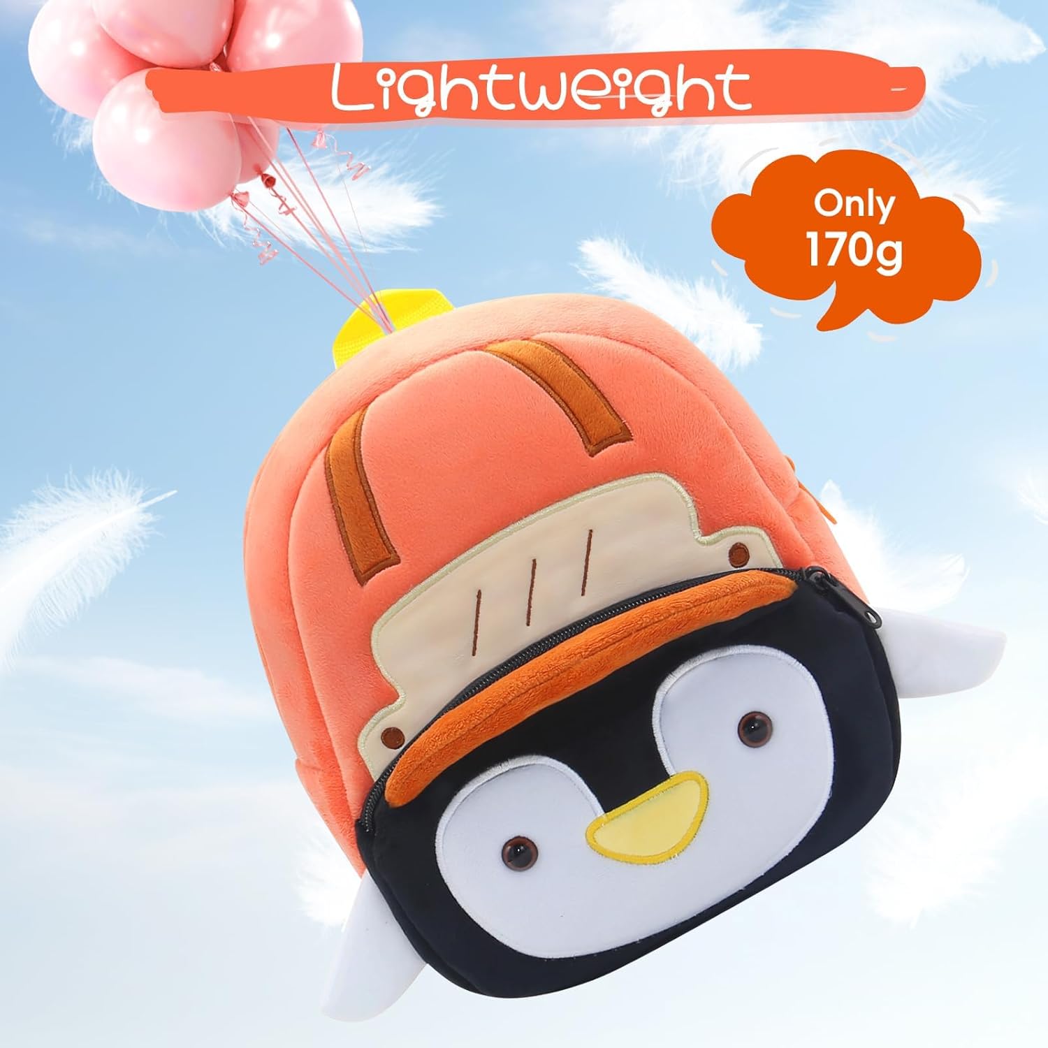 Detalle 2 de PROTAURI Zainetto Bambina/Bambino 1-4 Anni – Zaino Asilo Leggero con Pinguino Pattinatore