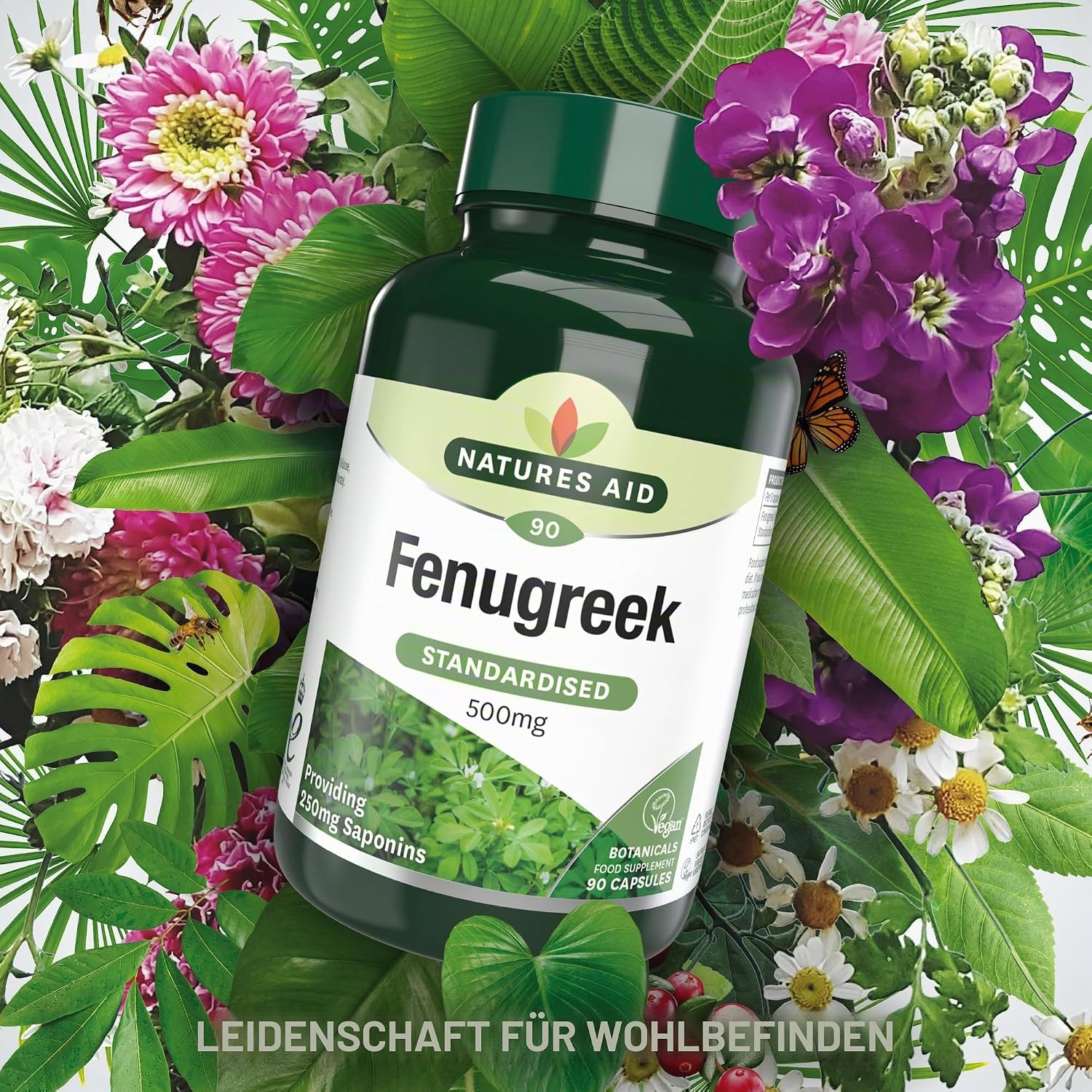 Detalle 2 de Natures Aid Fenugreek 500 mg – 90 vegane Kapseln