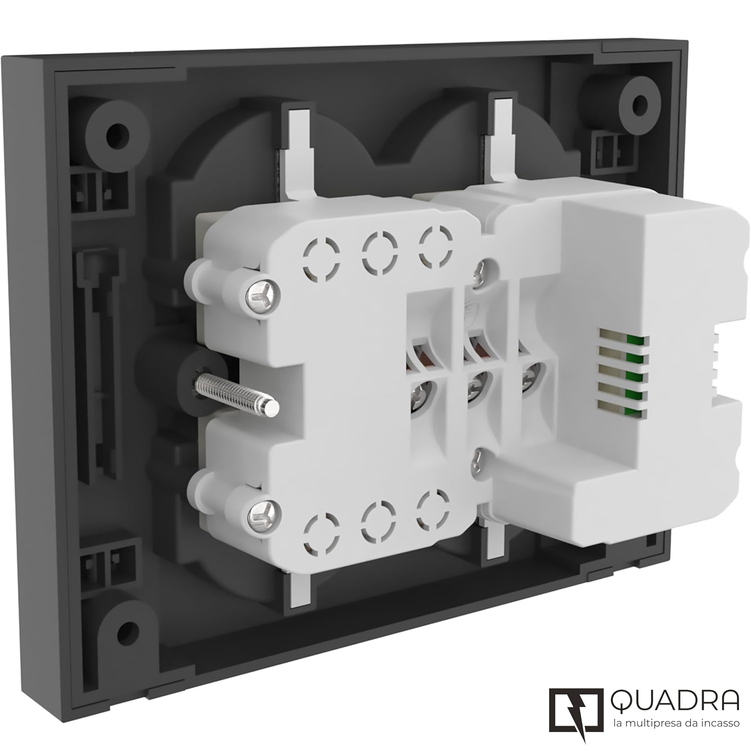 Detalle de Electraline 22117 Multipresa da incasso Quadra 4 Posti Universali P40 + 2 USB-C