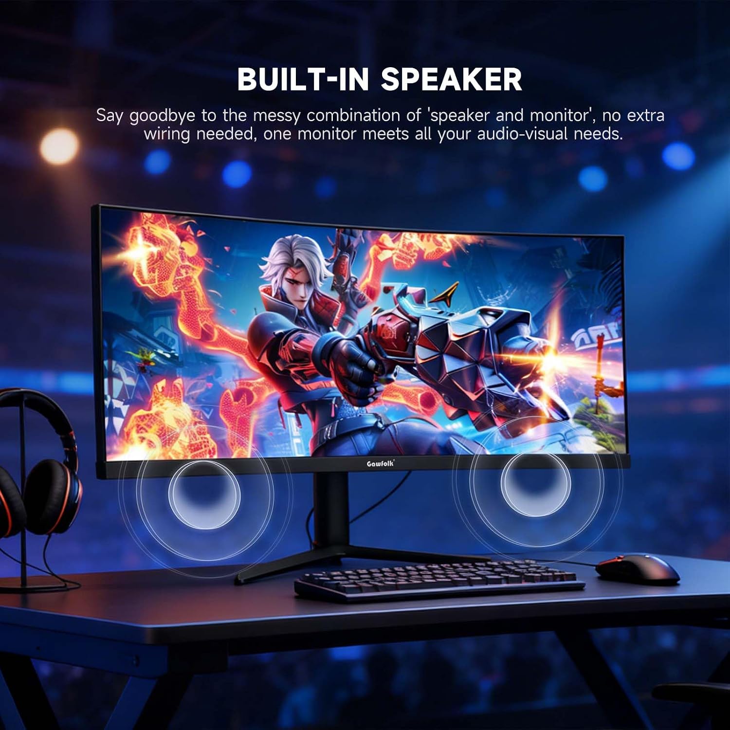Thumbnail 5 de Gawfolk 34 Inch Ultrawide Curved 165Hz Gaming Monitor (UWQHD 3440x1440) with Liftable Stand