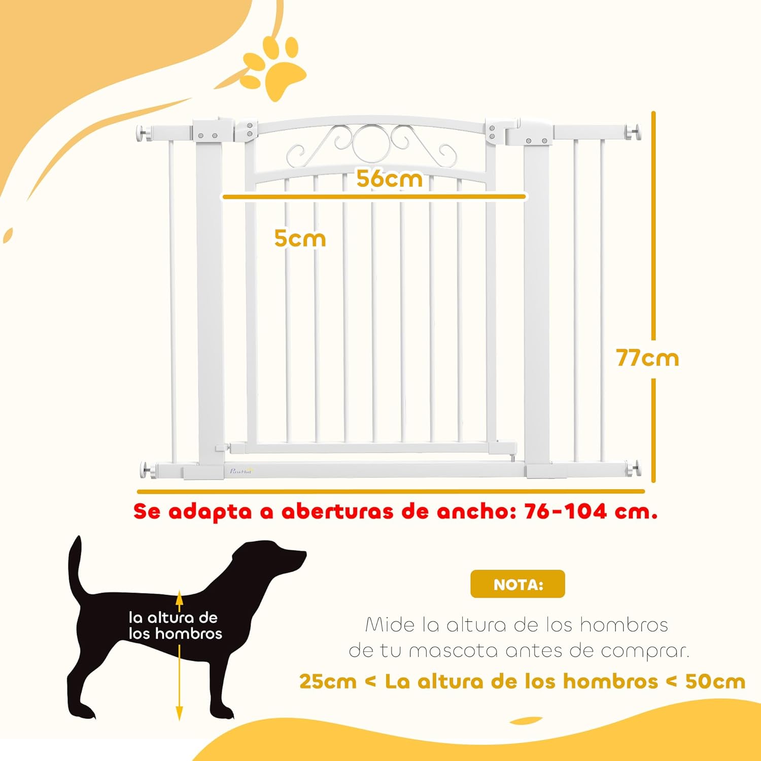 Detalle de PawHut Barrera para Perros 76-104 cm