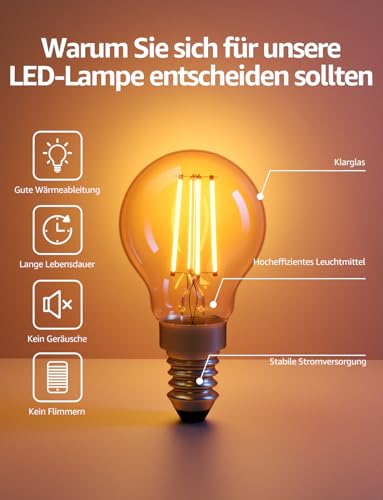 Detalle de Lepro E14 LED warmweiß 2,2W P45 470 lm 2700K – 4 Stück