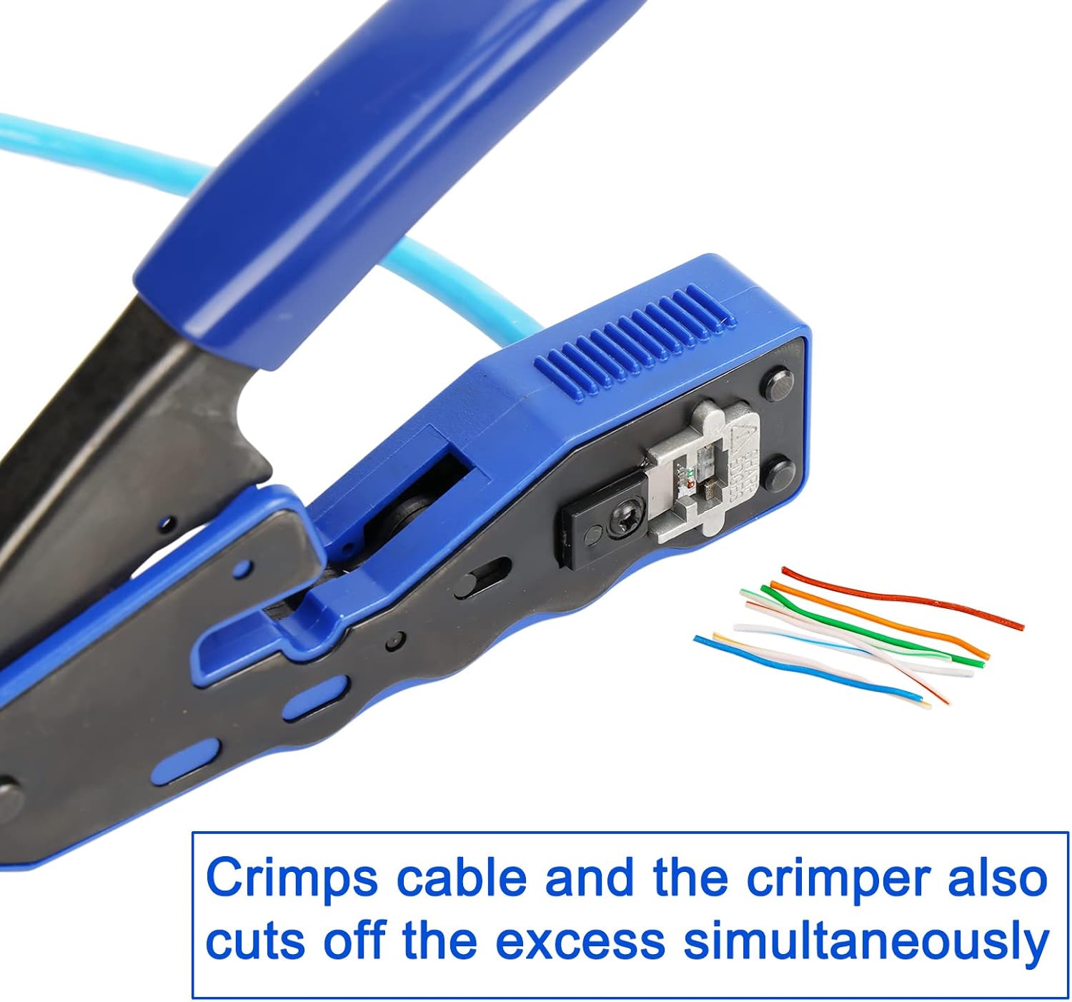 Thumbnail 3 de Hiija pinza crimpatrice RJ45 passante 8P8C + kit per cavi LAN (Cat5, Cat5e, Cat6) con 50 connettori RJ45, coperture e tester