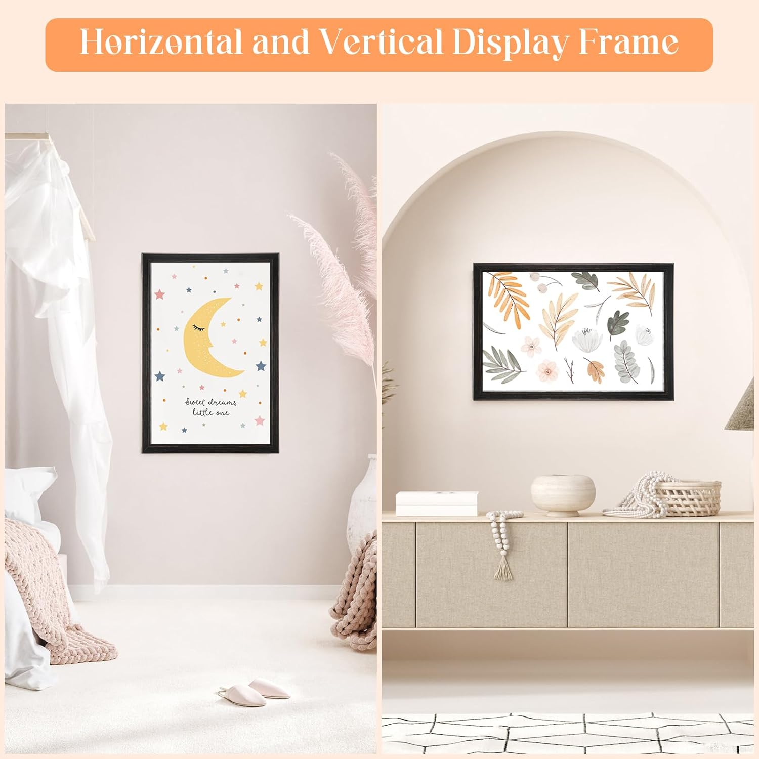 Thumbnail 2 de 18x24 Wood Frame Black Rustic Natural Wooden Poster Picture Frame with HD Plexiglass (18 x 24 or 24 x 18)