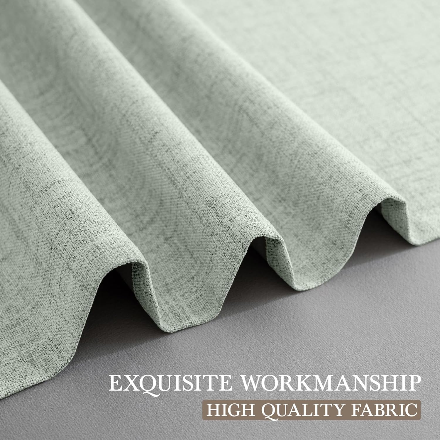 Thumbnail 5 de CUCRAF 100% Blackout Curtains in Greyish Green, 52x108 Inch (Two Panels) with Eyelet Fittings