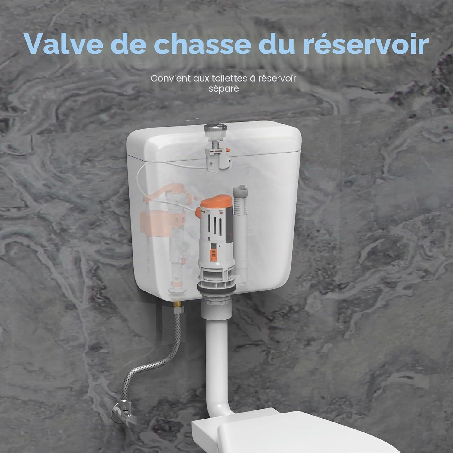 Detalle de Ibergrif M20522 – Mécanisme WC avec 2 Boutons de Chasse, compatible réservoirs 2 pouces (Φ59-61 mm)