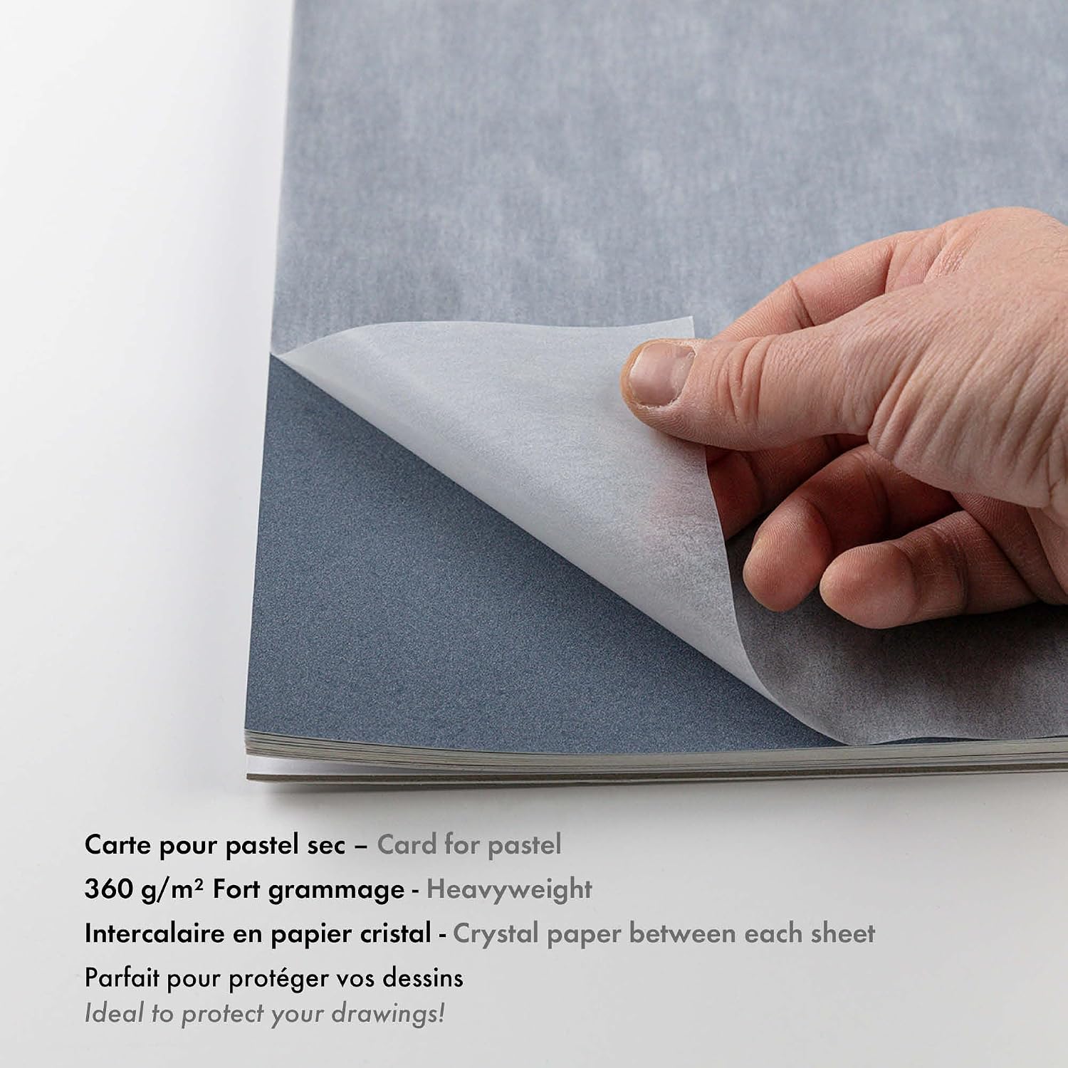 Detalle de Clairefontaine Pastelmat Pastel Card Pad No.4 (12 Sheets) 360gsm, 24 x 30cm – Assorted Colours