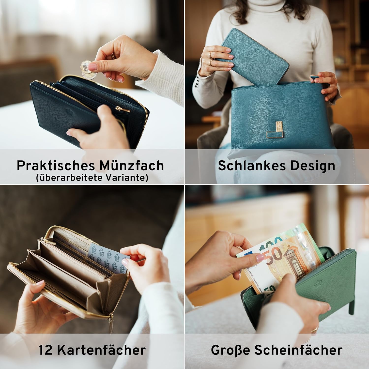 Thumbnail 2 de Baur Damen Geldbörse – Echtes Leder mit RFID-Schutz und Rundum-Reißverschluss