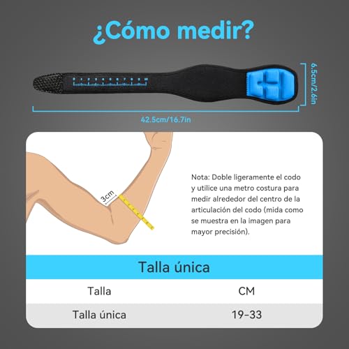 Thumbnail 6 de AGPTEK 1 x coderas para epicondilitis (codo de tenista), cinta ajustable antideslizante azul