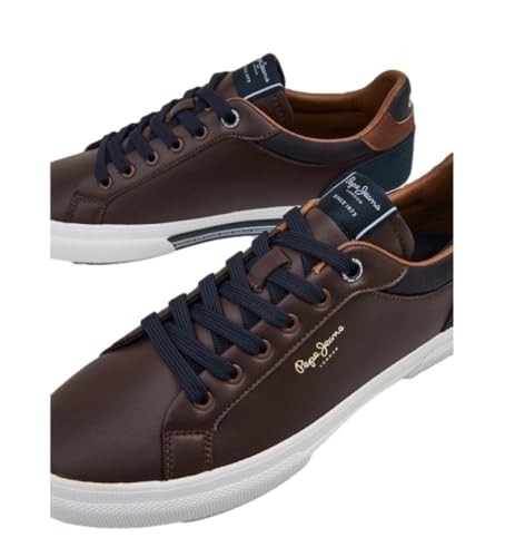 Detalle de Pepe Jeans Kenton Court para Hombre en marrón (talla 40 EU): zapatillas de estilo con acabado en PU