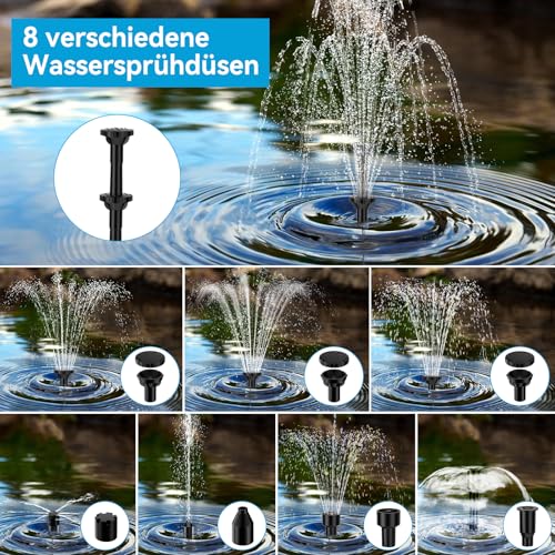 Detalle de POPOSOAP 8W Solar Springbrunnen für außen mit 3600mAh Akku-Backup