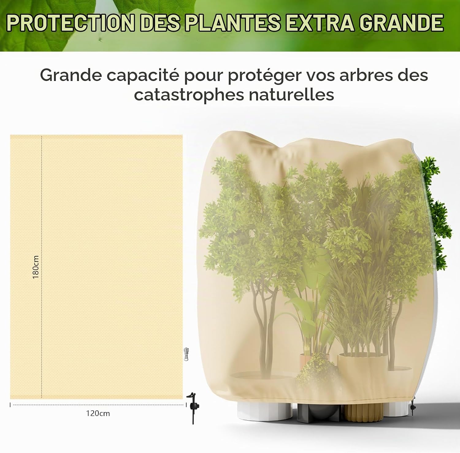 Detalle 2 de Scalnuvyyh Plant bag-3pack winterhoezen voor potplanten, 70 g/m², 180 x 120 cm