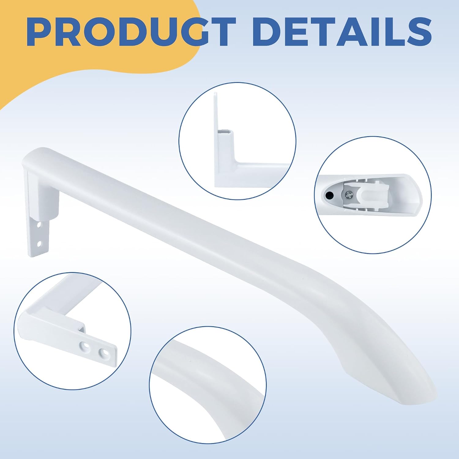 Detalle de AMI PARTS 5304486359 Refrigerator Door Handles, White Glossy Plastic, 2-Pack