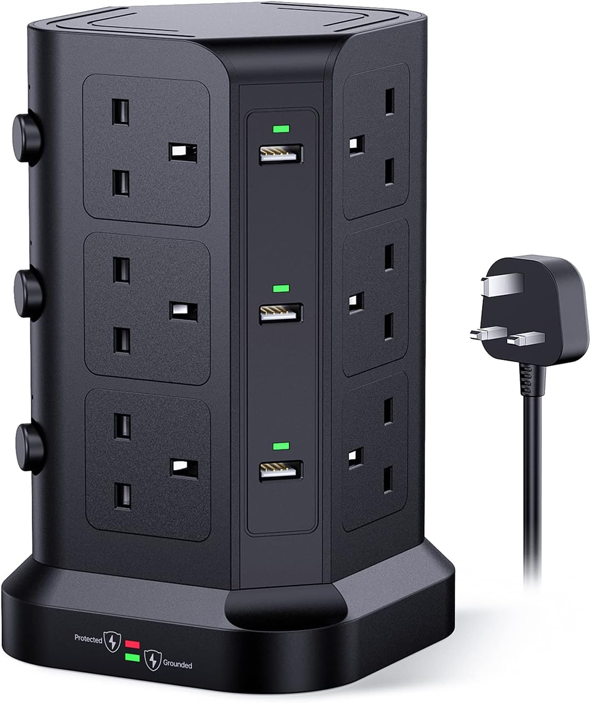 Thumbnail 6 de KOOSLA Tower Extension Lead: 12 AC Outlets, 6 USB Ports, 2m Cable, 13A – A Practical All‑in‑One Charging Hub