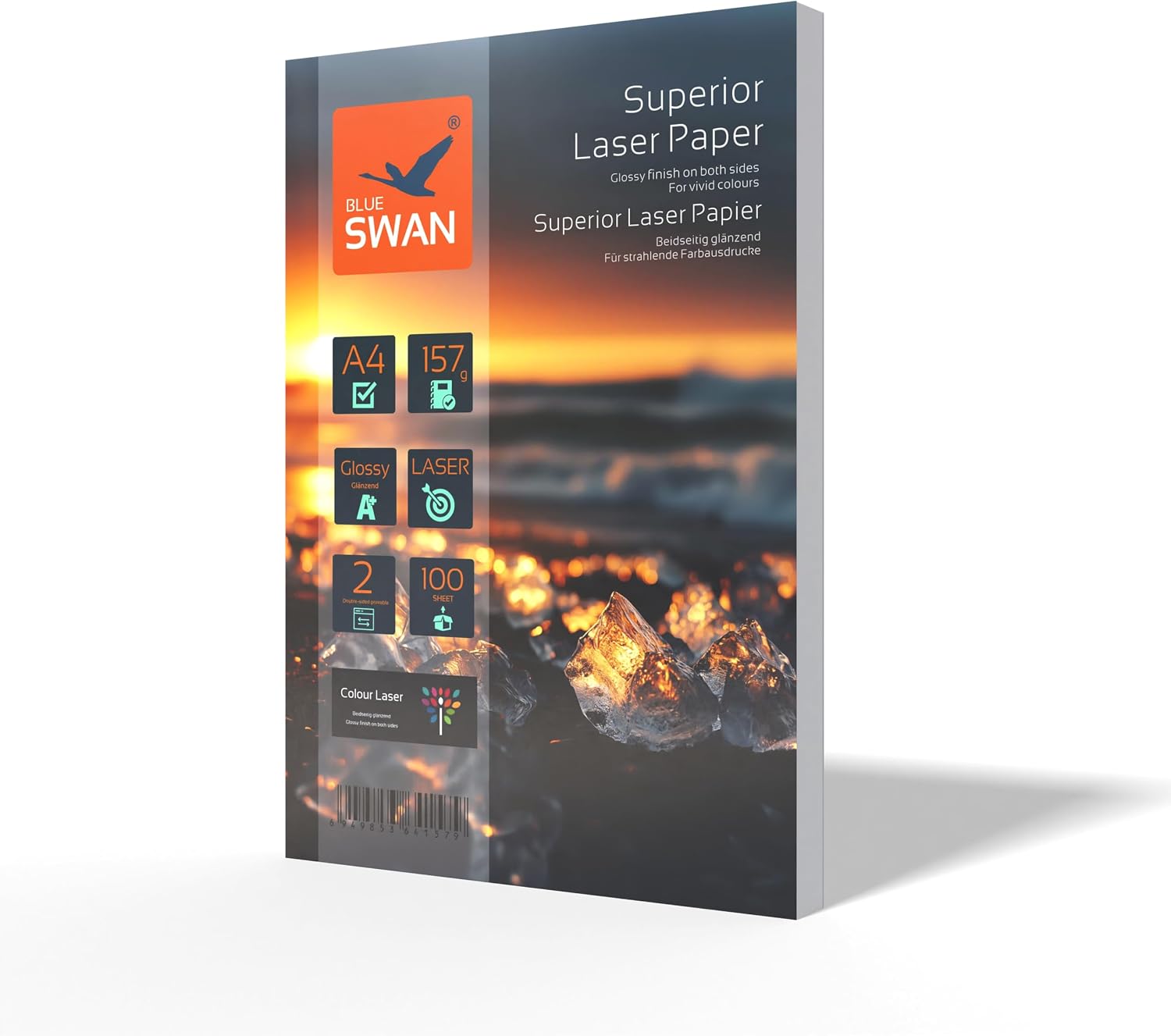 Detalle de BLUE SWAN Carta lucida A4 per stampanti laser 157 g/m², 100 fogli (doppio lato)