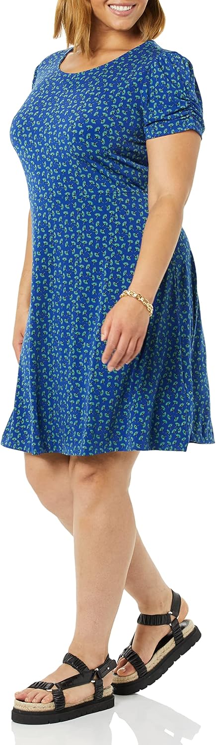 Thumbnail 2 de Amazon Essentials Women's Gathered Short-Sleeve A-Line Floral Dress (Available in Plus Size)