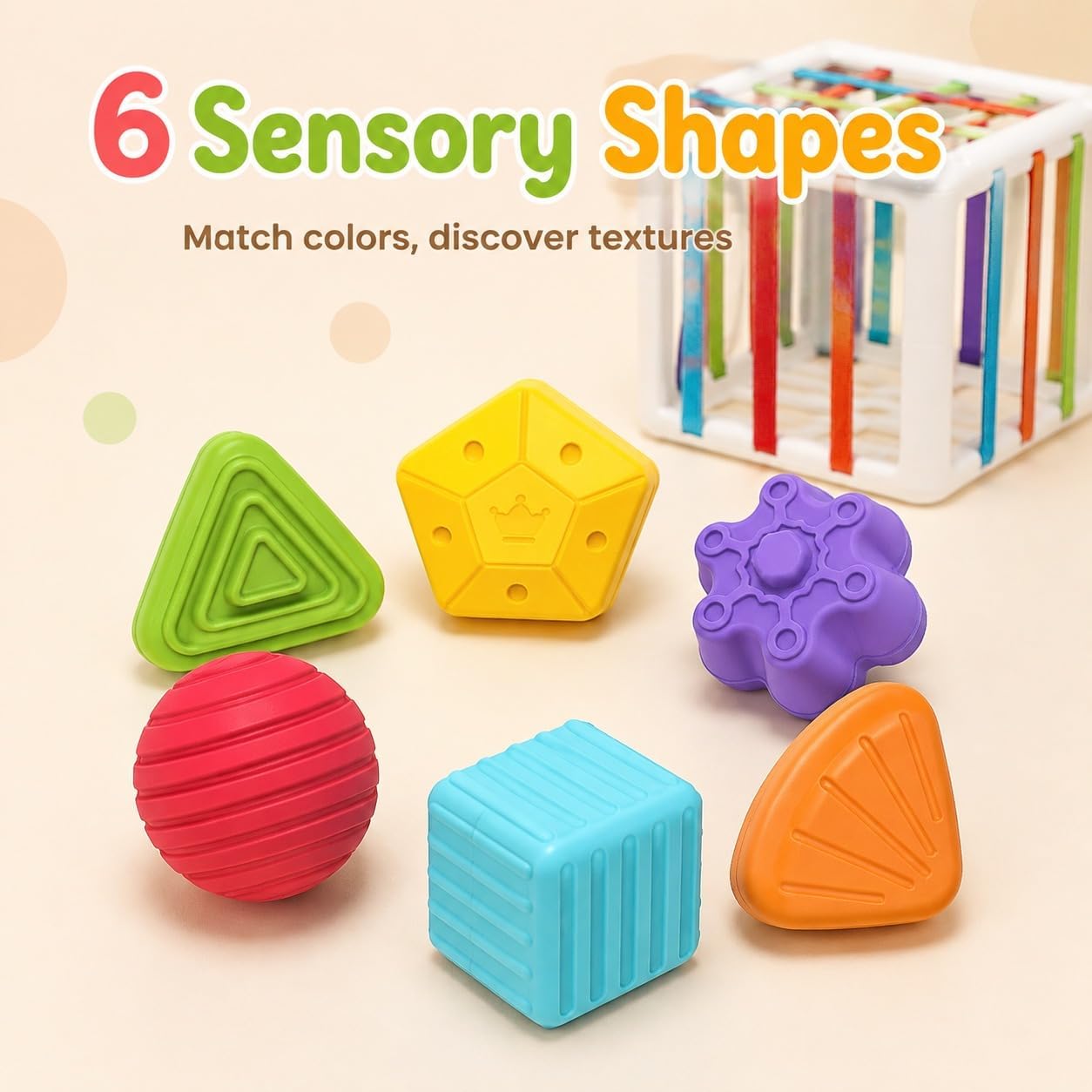 Detalle 2 de BLCXTOYZ XB6601 Montessori Shape Sorter Activity Cube, 6-Piece Sensory Toy