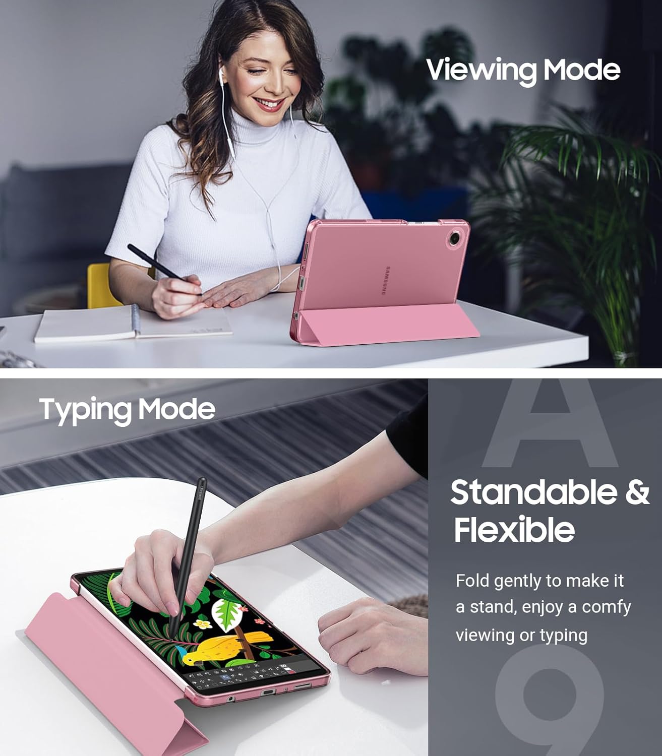 Thumbnail 6 de TiMOVO Hülle für Samsung Galaxy Tab A11/A9 8,7 Zoll – Schlanke TPU-Schutzhülle mit transluzenter Mattierung, Fondant Rosa