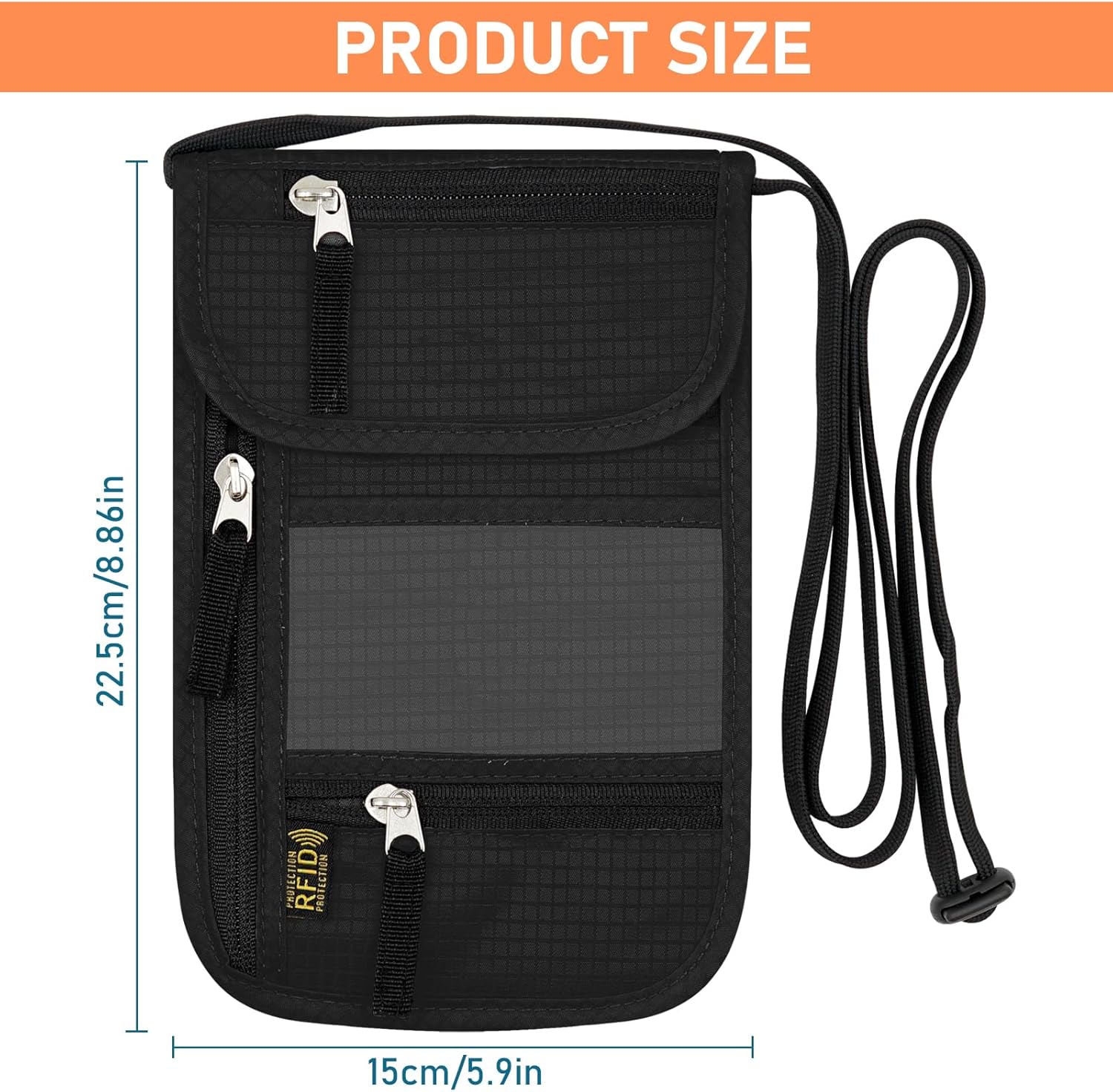 Thumbnail 1 de Sundee Travel Neck Wallet Pouch with RFID Blocking – Slim Passport Holder with 7 Pockets