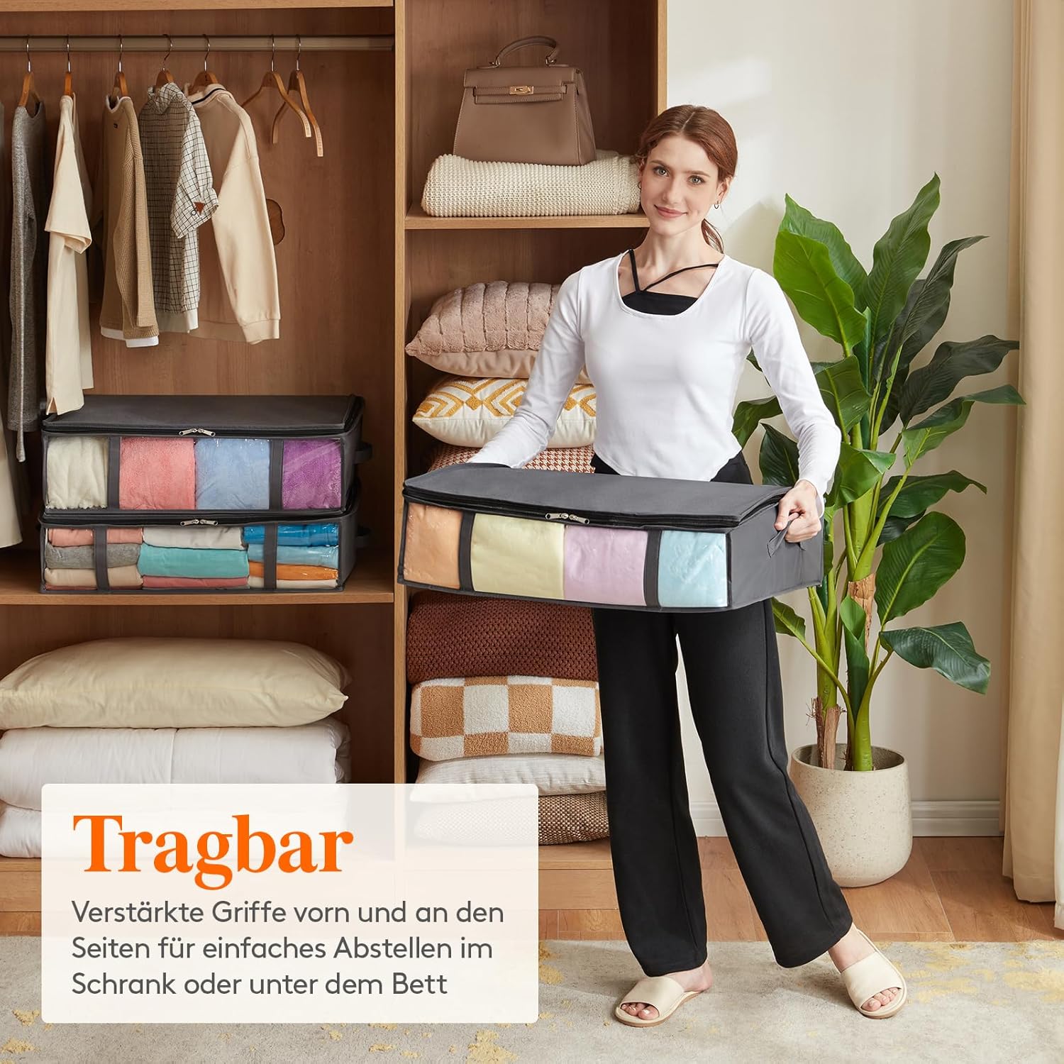 Thumbnail 4 de Lifewit 4 Stück 40L Unterbett Aufbewahrungsboxen – faltbar, mit Deckel und Fenster