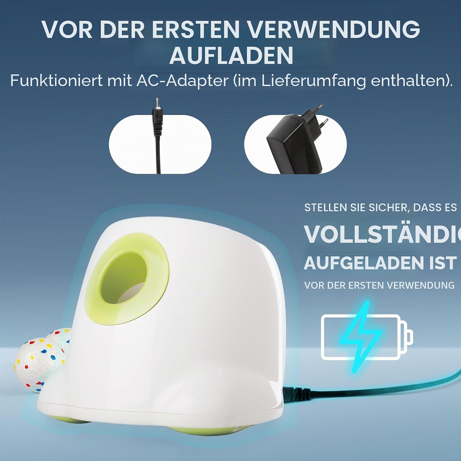 Detalle de ALL FOR PAWS automatischer Hundeballwerfer mit wiederaufladbarem Akku und 6 E-TPU-Bällen für große Hunde