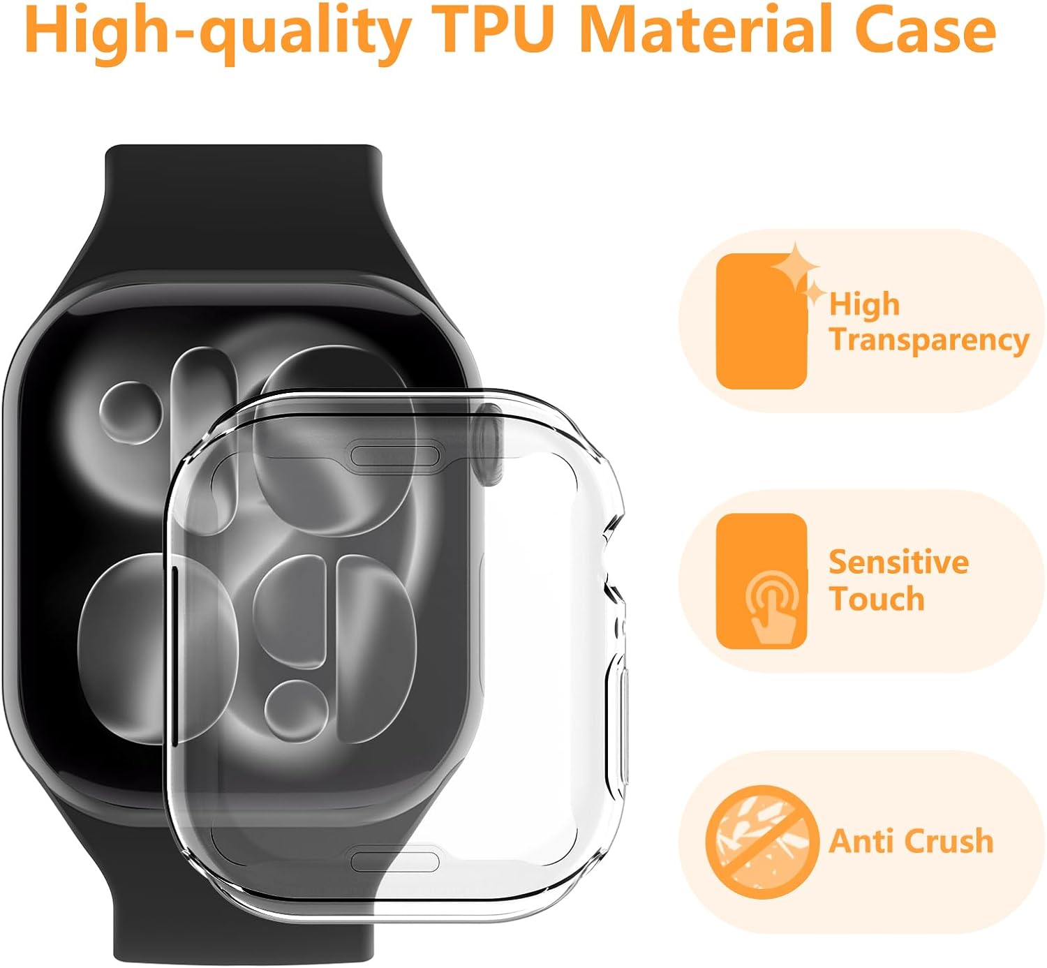 Thumbnail 2 de Hianjoo 2-Pack TPU screen protectors for Apple Watch Series 11/10 (42mm) with clear/rose pink bumper case