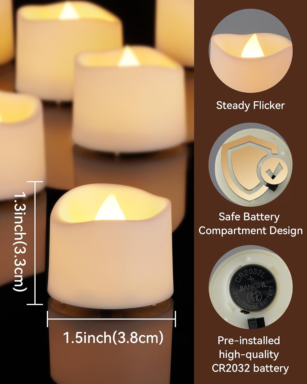 Detalle de AMAGIC 24-Pack Flameless LED Tea Lights, Warm White Flicker