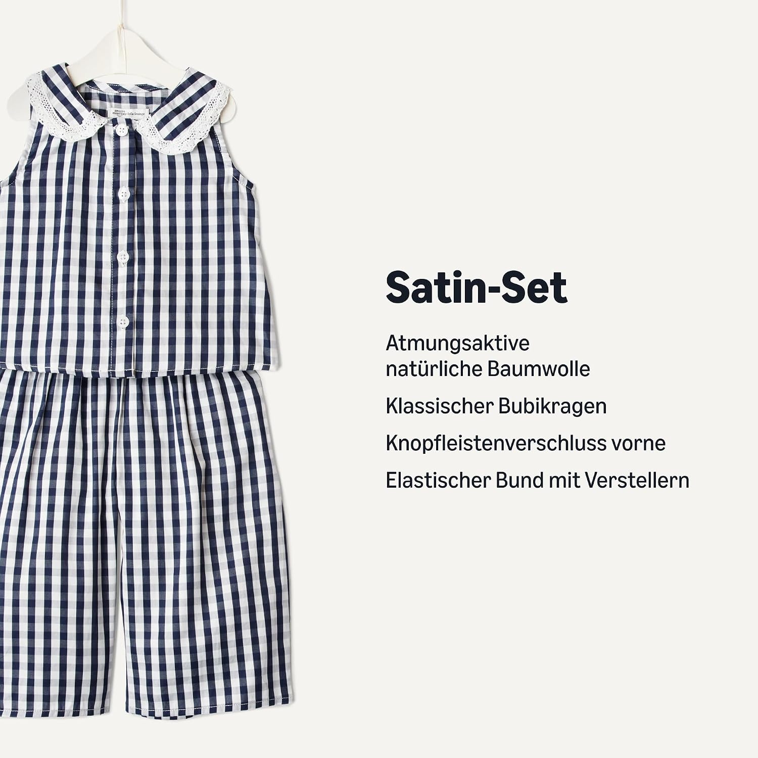 Detalle de Amazon Essentials x Sofia Grainge Mädchen Spielset – Baumwollsatin mit ärmellosem Oberteil und Hose