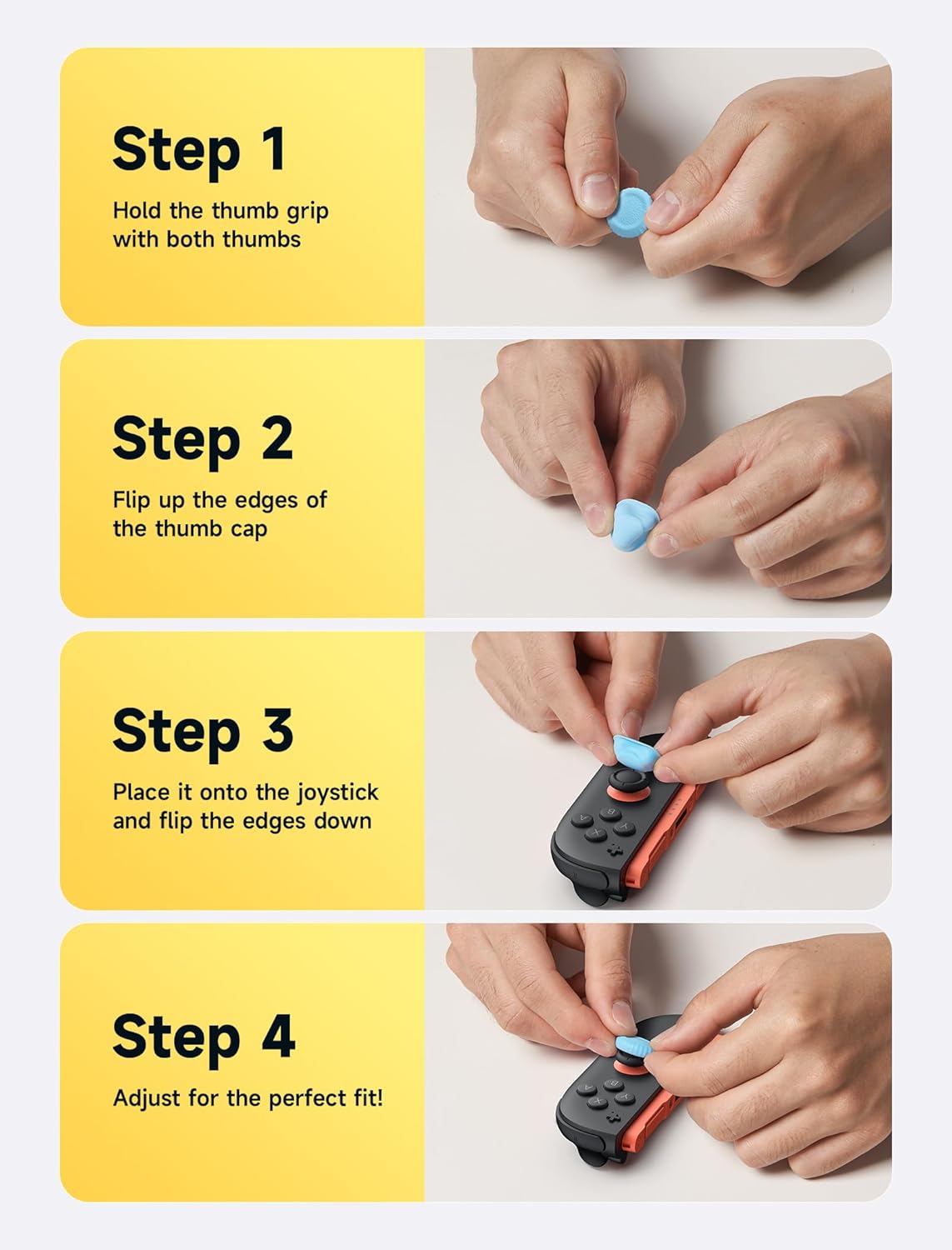 Thumbnail 6 de JSAUX grips de pouce antidérapants pour Nintendo Switch 2 (2025) – capuchons de joystick bleus et orange, 3 paires (6 pièces)